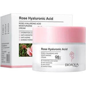 BioAqua Rose Hyaluronic Acid Moisturizing Cream 50g Hydration Lock Water NEW